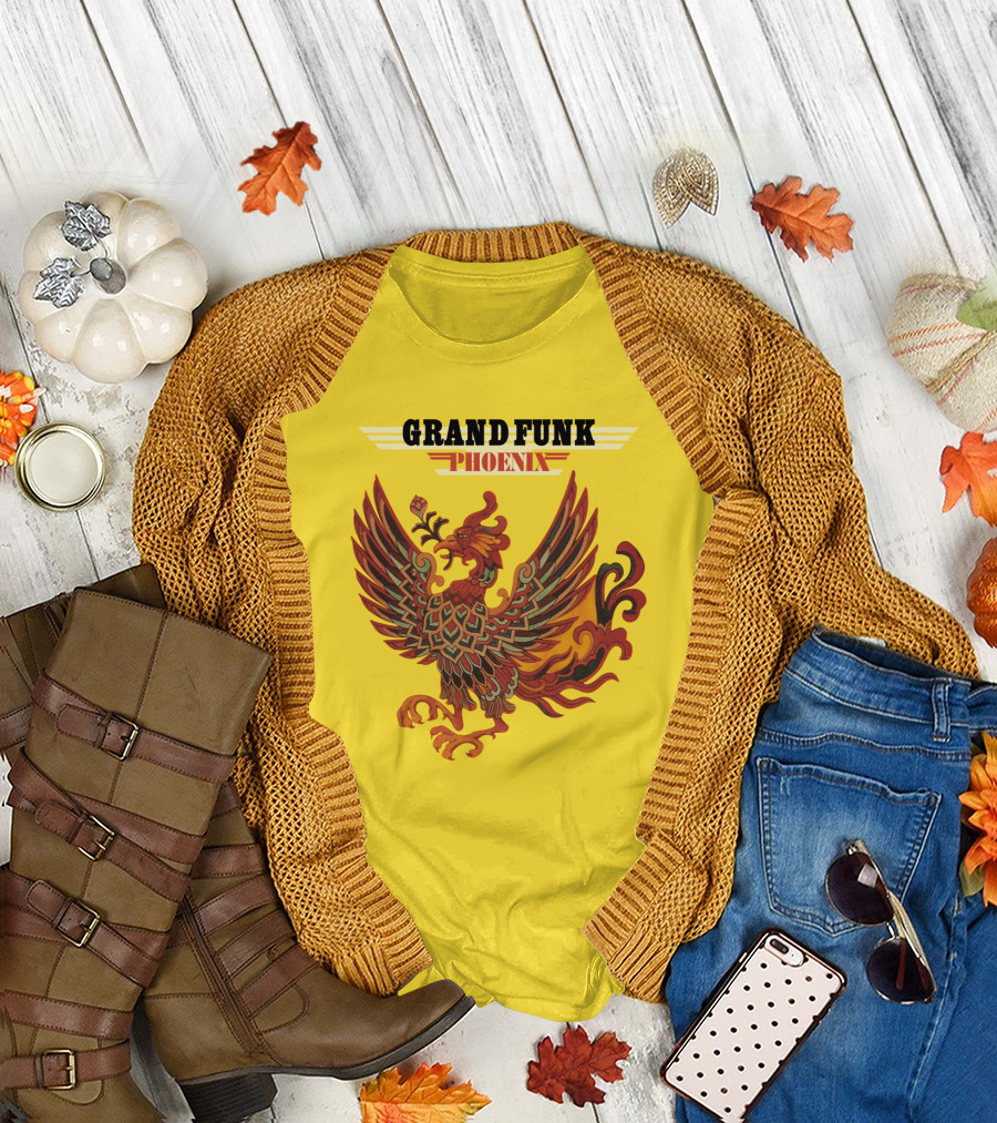 Grand Funk Railroad Phoenix Winged Firebird בשה T-Shirt