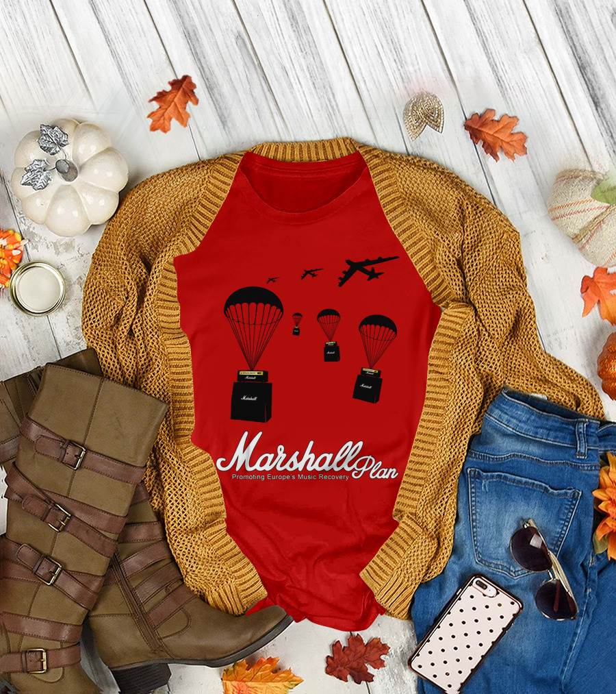 Marshall Plan Amplifiers Parachuted for Europe's Music Recovery T-Shirt