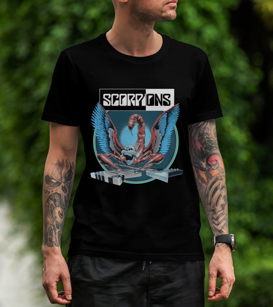 Scorpions Rock Band Winged Scorpion With Guitars T-Shirt
