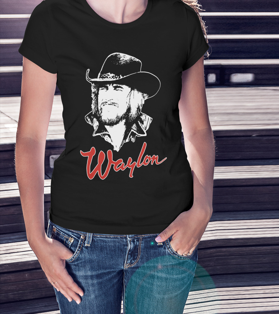 Waylon Jennings Cowboy Hat Illustration T-Shirt