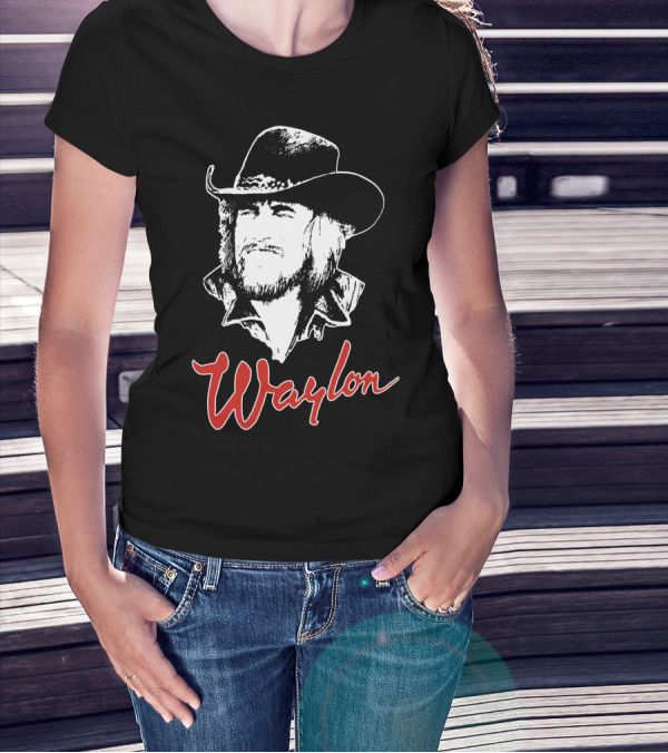 Waylon Jennings Cowboy Hat Illustration T-Shirt