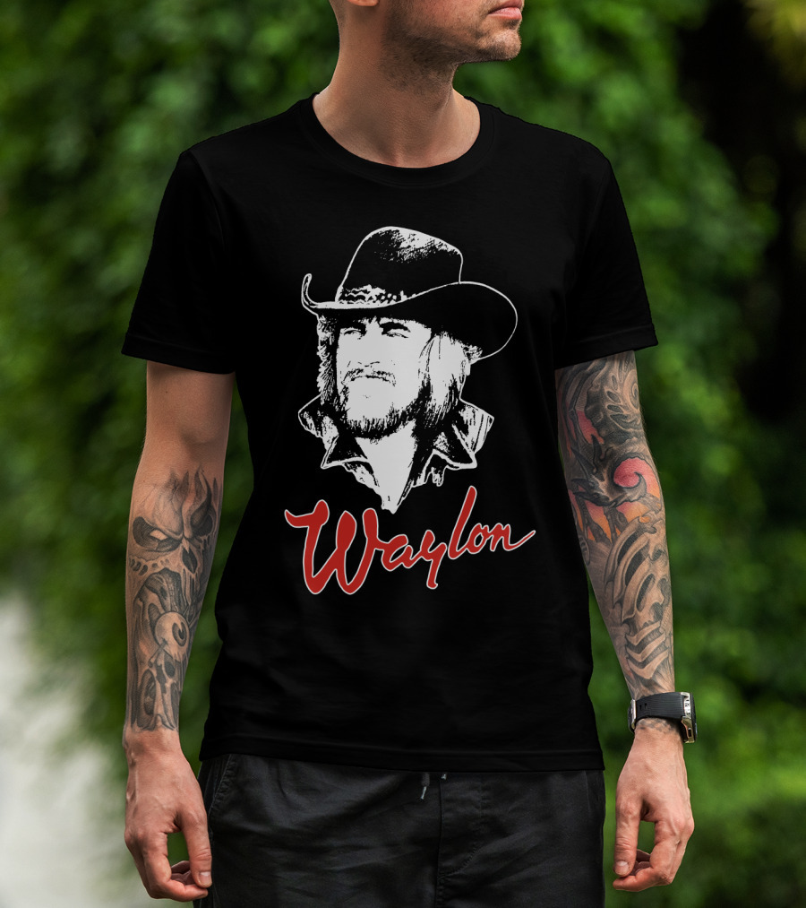 Waylon Jennings Cowboy Hat Illustration T-Shirt