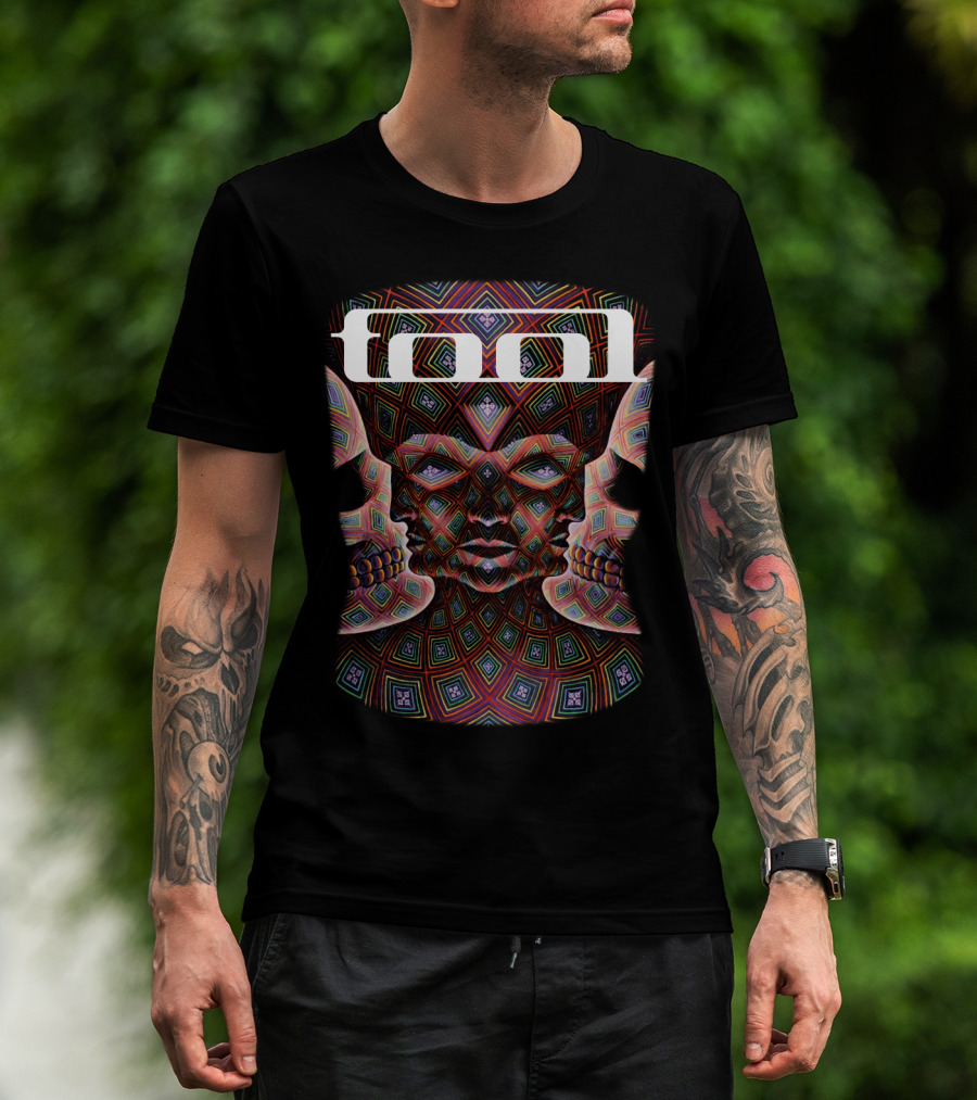 Tool Band Psychedelic Face Geometric Pattern Artwork T-Shirt