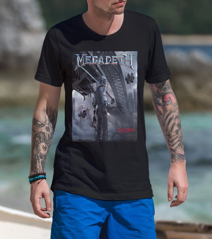 Megadeth Dystopia Album Art Robotic Future Bridge Scene T-Shirt