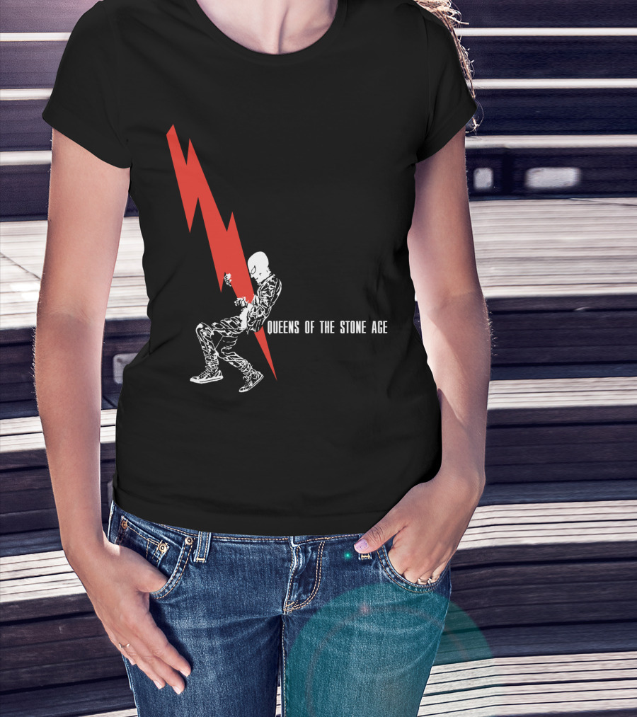 Queens Of The Stone Age Red Lightning Skeleton T-Shirt