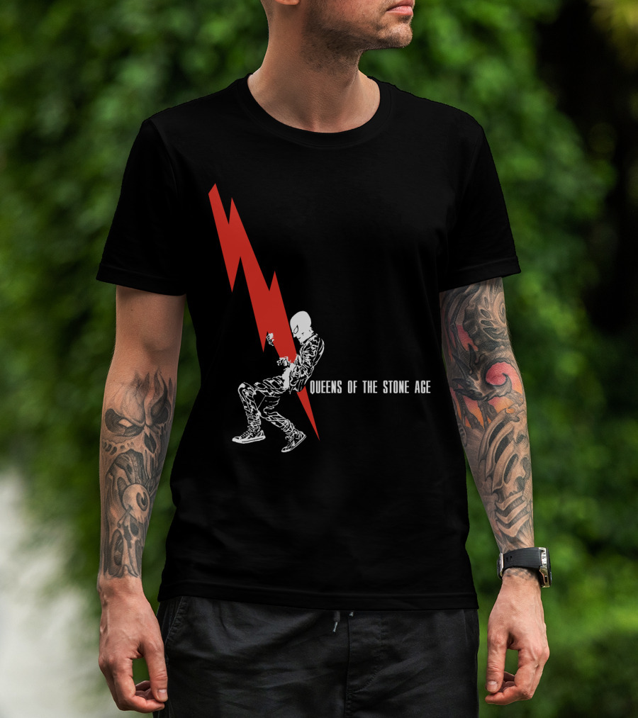 Queens Of The Stone Age Red Lightning Skeleton T-Shirt