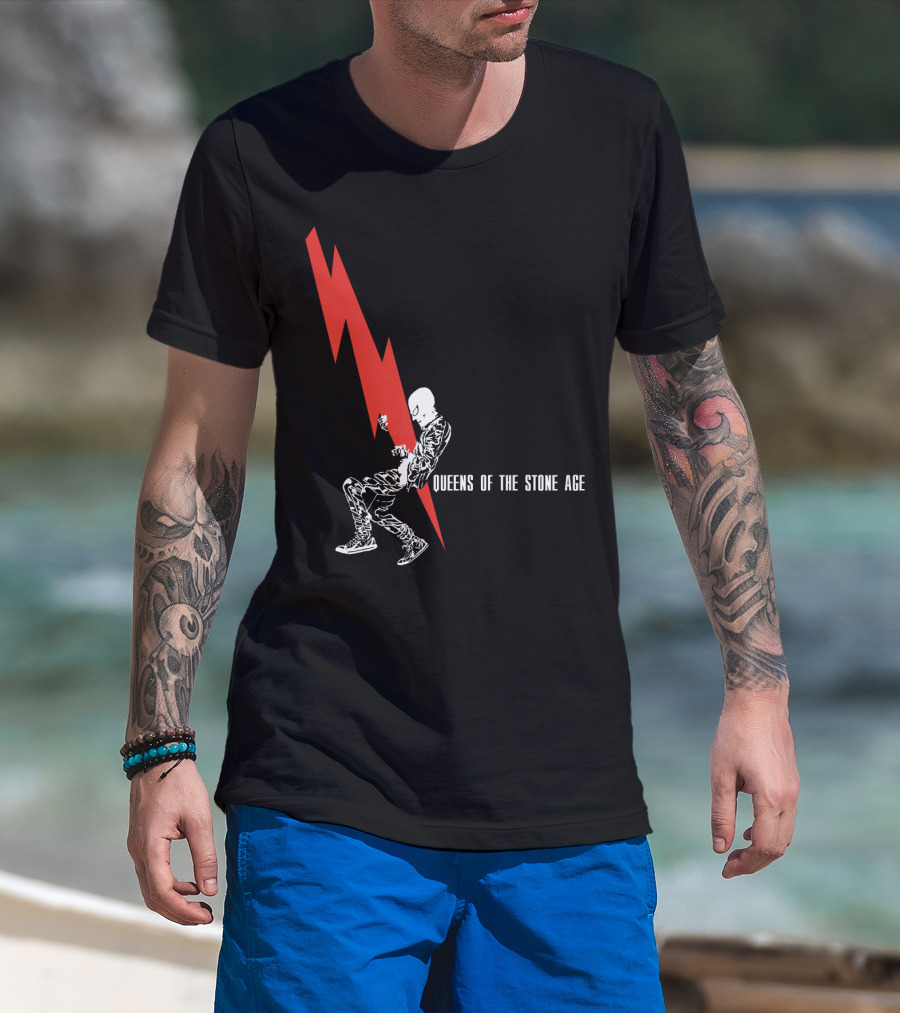 Queens Of The Stone Age Red Lightning Skeleton T-Shirt