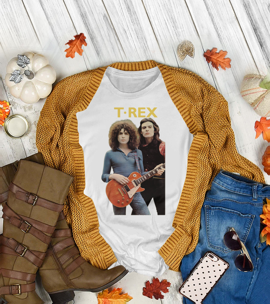 T-Rex Retro Band Photo with Guitarist and Bandmate T-Shirt