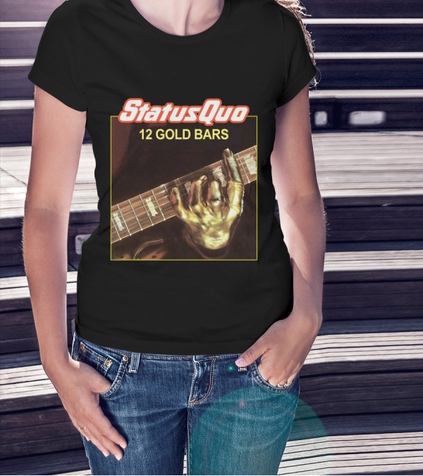 StatusQuo 12 Gold Bars Guitar Album Cover T-Shirt