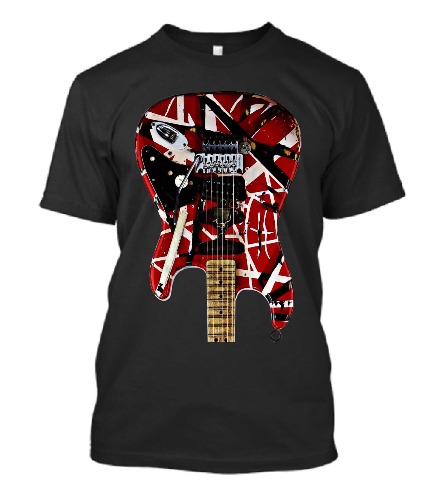 Van Halen Frankenstrat Electric Guitar Red And Black T-Shirt