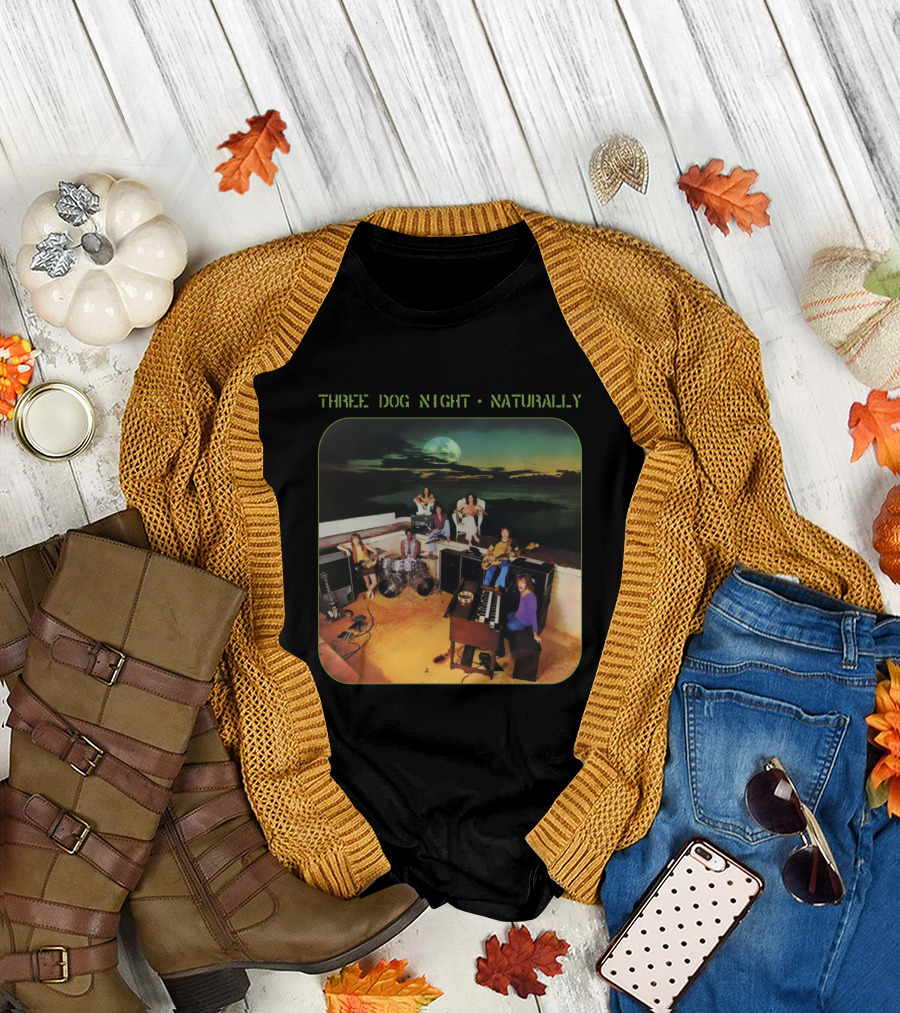 Three Dog Night Naturally Album Cover Moonlit Rooftop Band Scene T-Shirt