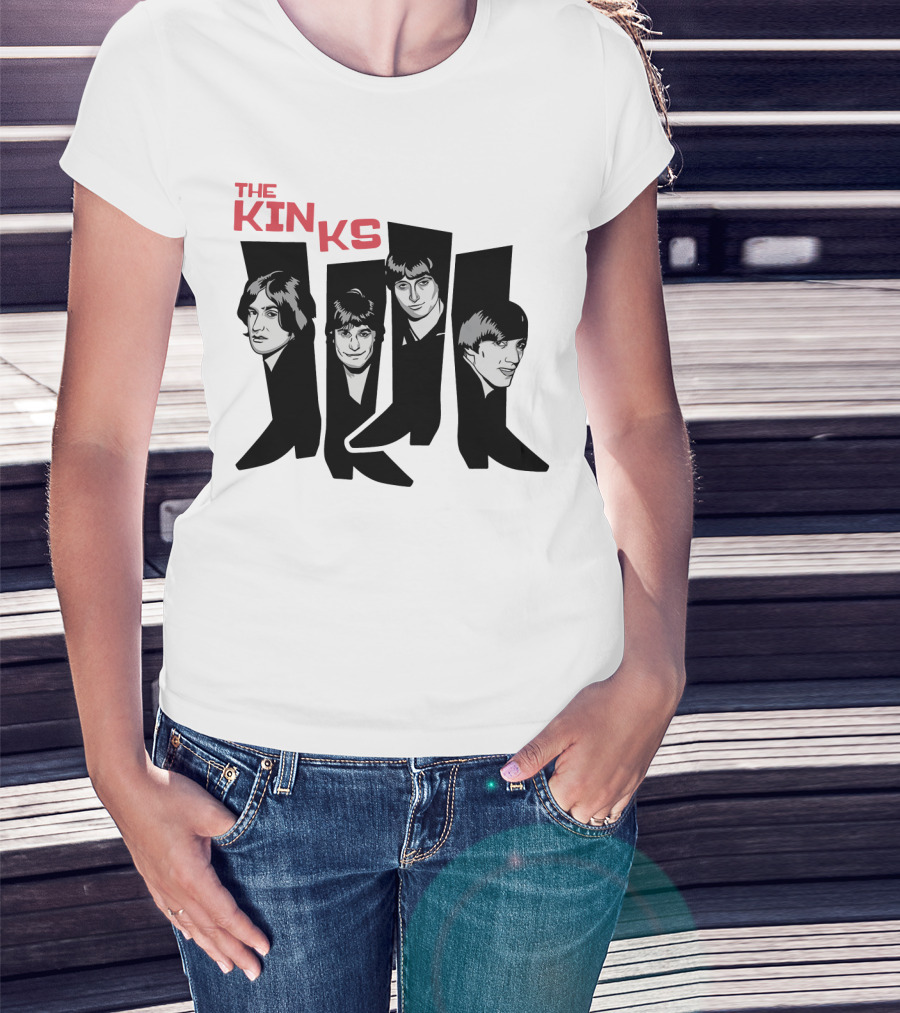 The Kinks Iconic Band Members Black Silhouette Art T-Shirt