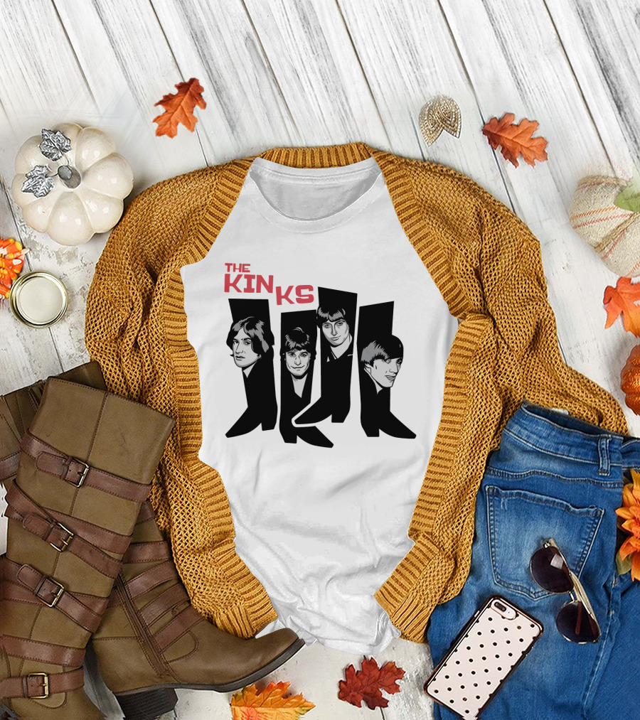 The Kinks Iconic Band Members Black Silhouette Art T-Shirt