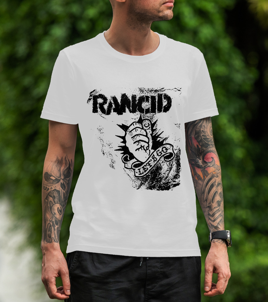 Rancid Let's Go Fist Logo Grunge Style T-Shirt