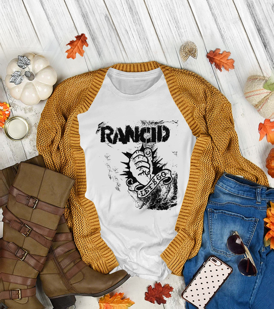 Rancid Let's Go Fist Logo Grunge Style T-Shirt