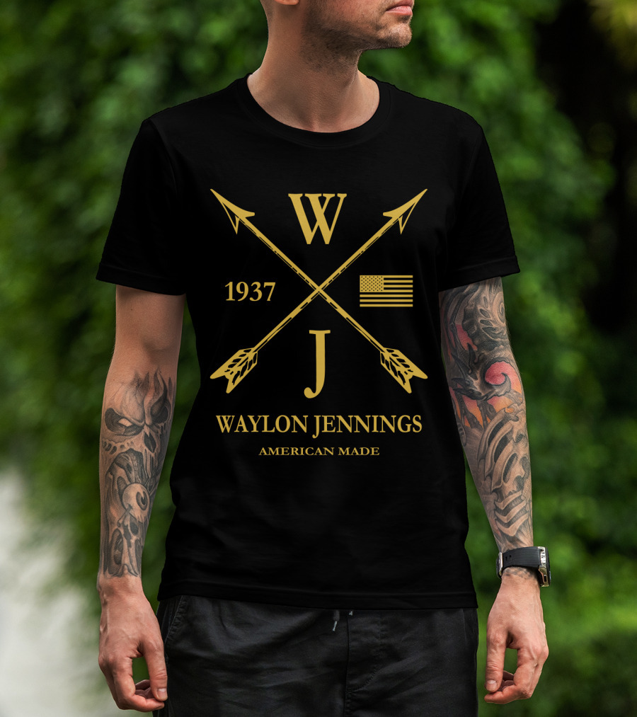 Waylon Jennings American Made 1937 Flag Arrows T-Shirt