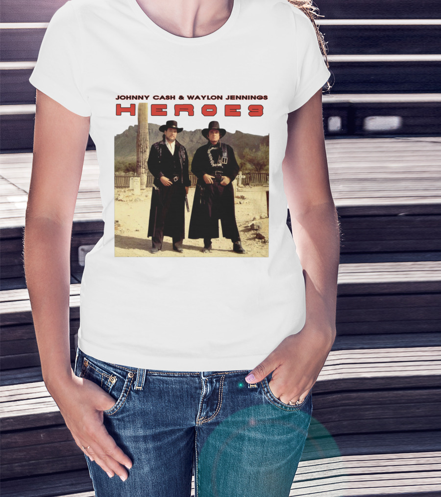Johnny Cash & Waylon Jennings Heroes Desert Scene T-Shirt