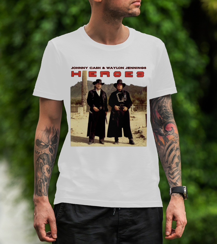 Johnny Cash & Waylon Jennings Heroes Desert Scene T-Shirt