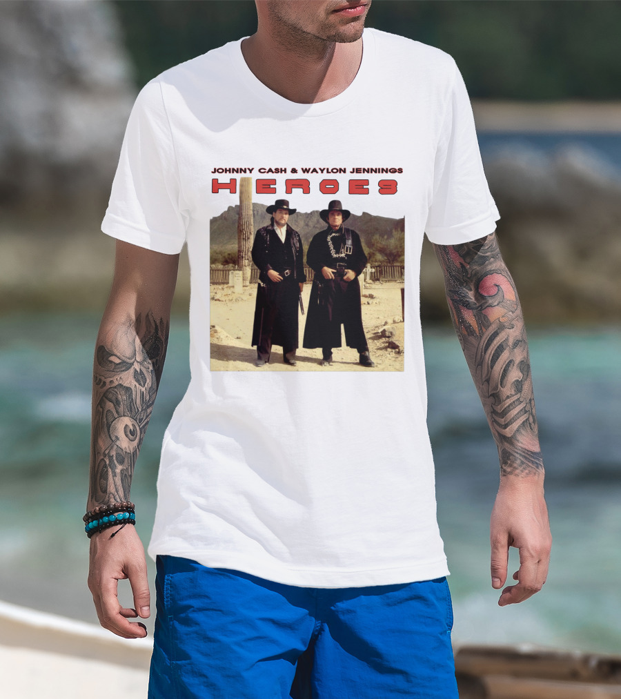 Johnny Cash & Waylon Jennings Heroes Desert Scene T-Shirt