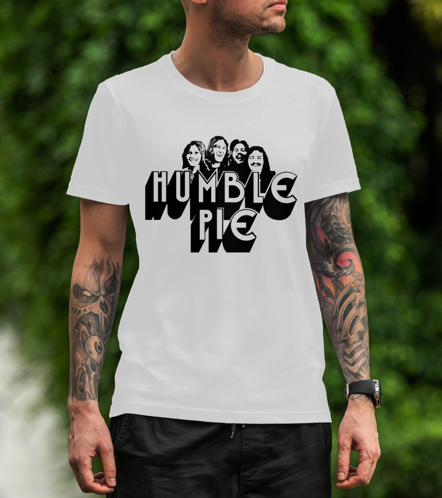 Humble Pie Band Members Black And White Retro T-Shirt