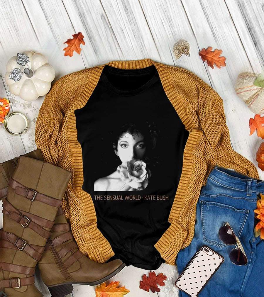 The Sensual World Kate Bush Flower Portrait Black And White T-Shirt