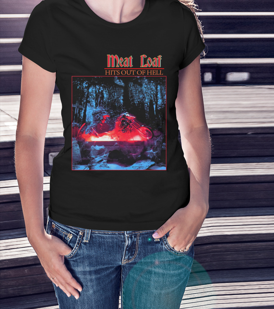 Meat Loaf Hits Out Of Hell Motorcycle Forest Scene T-Shirt