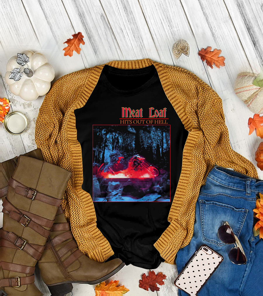 Meat Loaf Hits Out Of Hell Motorcycle Forest Scene T-Shirt