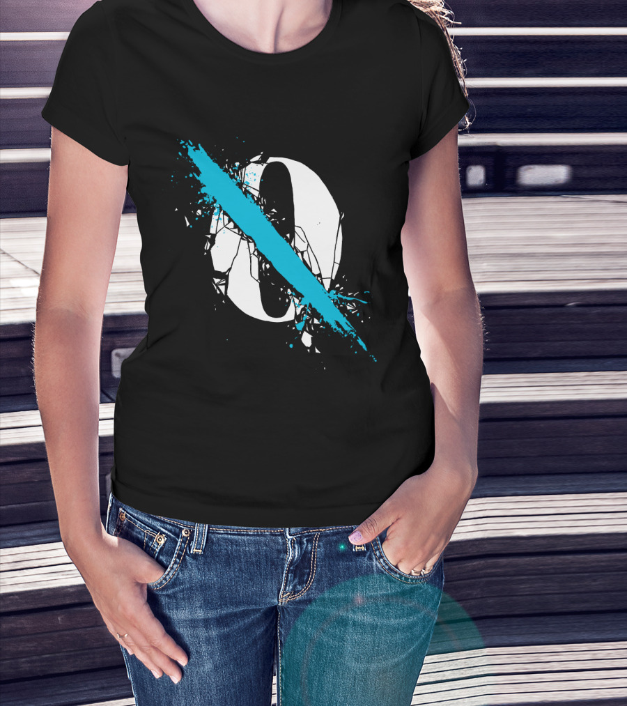 Qotsa Cracked Zero With Blue Diagonal Line T-Shirt
