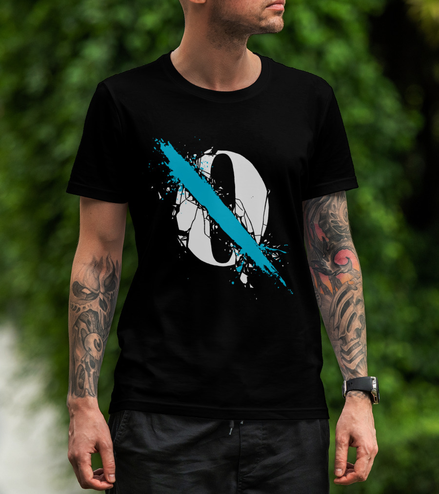 Qotsa Cracked Zero With Blue Diagonal Line T-Shirt