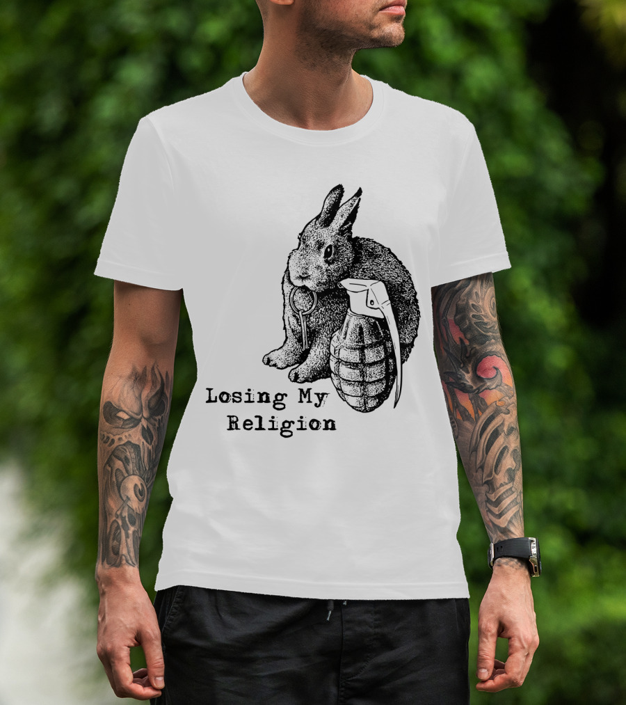 Losing My Religion Surreal Rabbit Grenade T-Shirt
