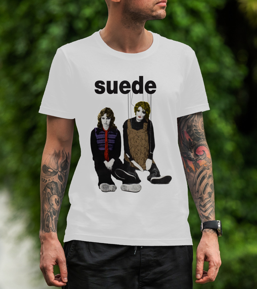 Suede Band Puppet Imagery With Colorful Outfits T-Shirt