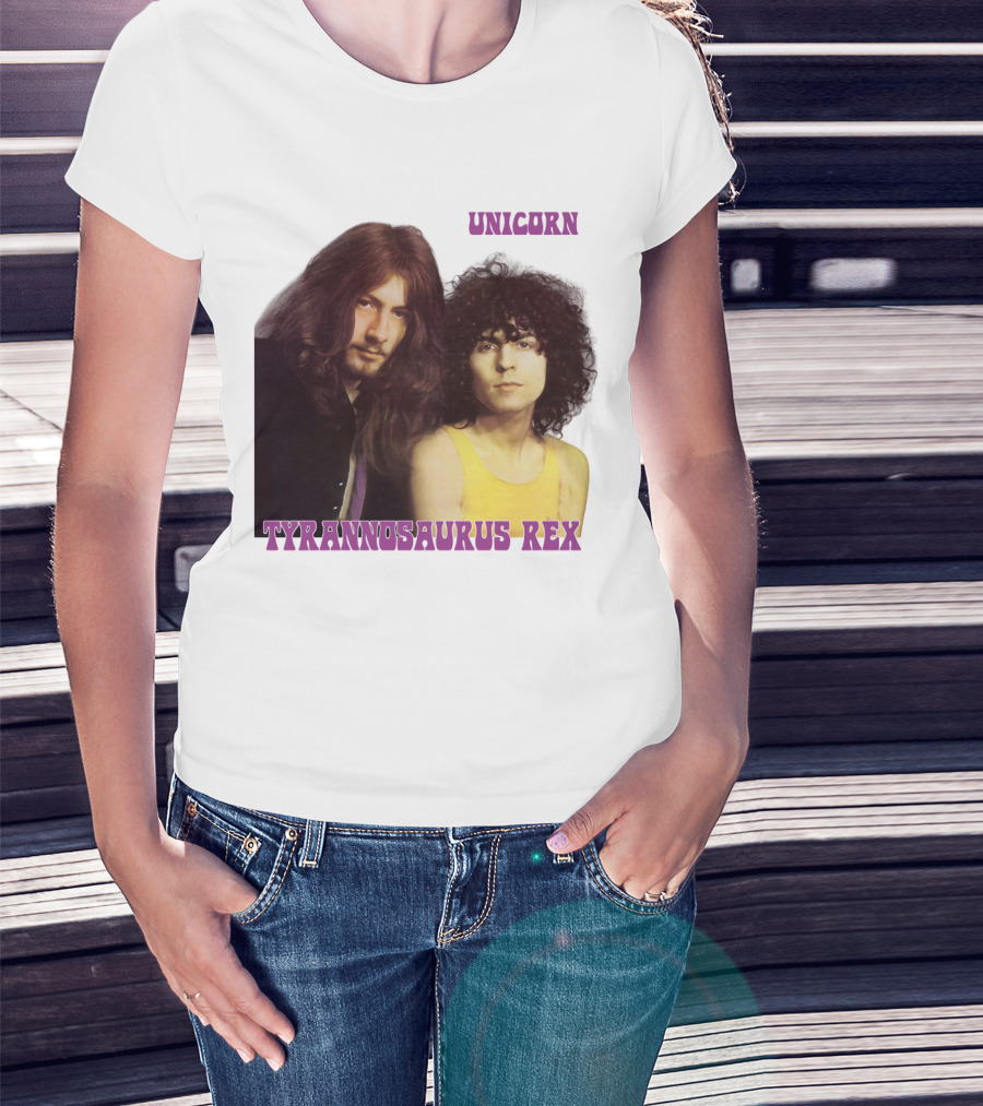 Unicorn Tyrannosaurus Rex Band Members Retro Photo T-Shirt