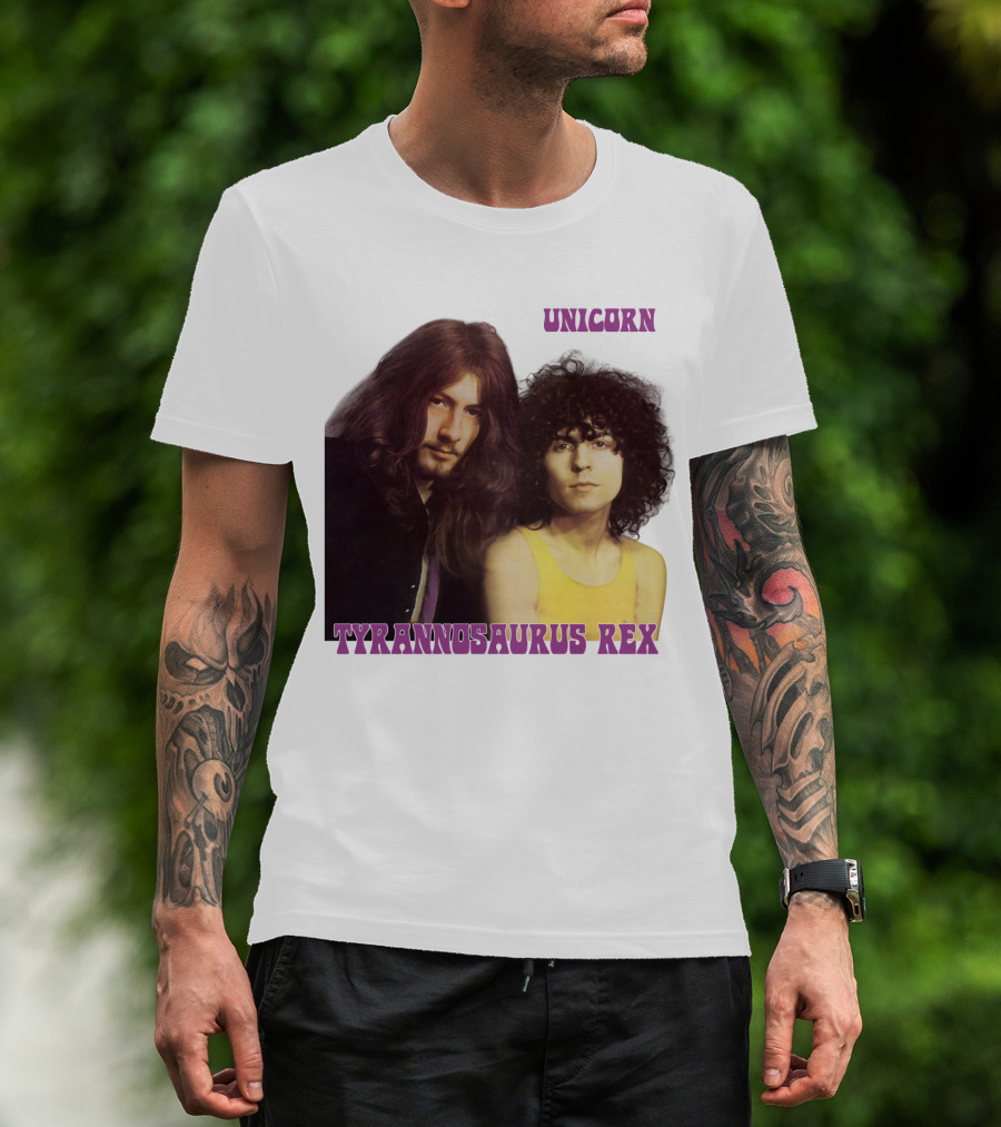 Unicorn Tyrannosaurus Rex Band Members Retro Photo T-Shirt