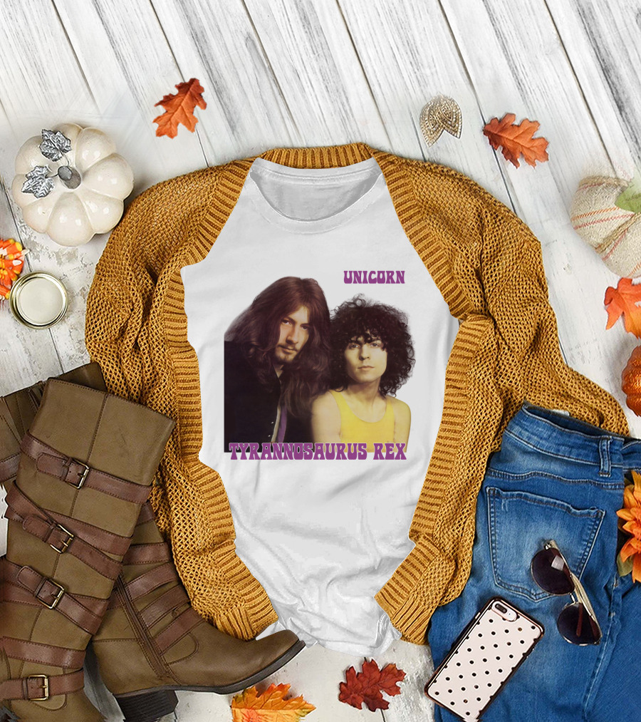 Unicorn Tyrannosaurus Rex Band Members Retro Photo T-Shirt