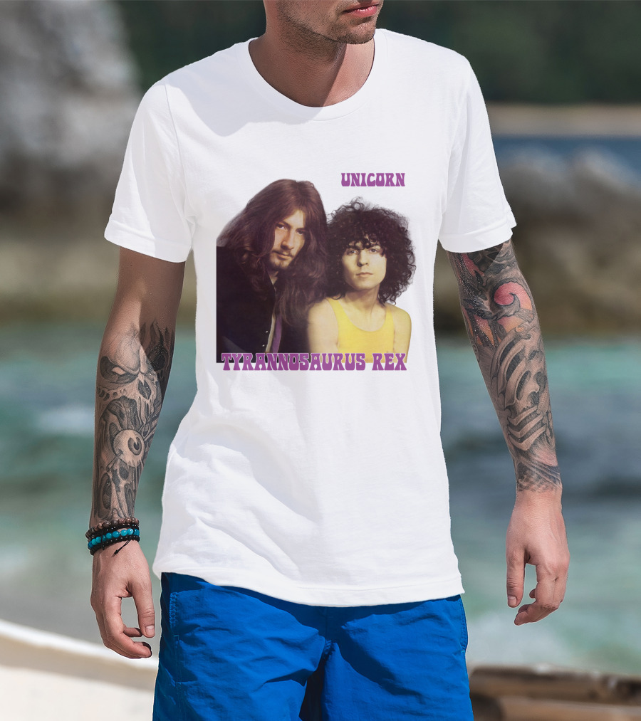 Unicorn Tyrannosaurus Rex Band Members Retro Photo T-Shirt