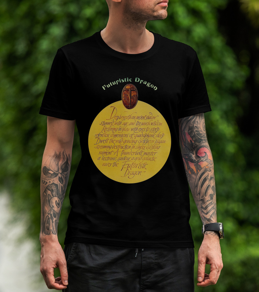 Futuristic Dragon Dwelling In Ancient Shadows With Thunderbolt Mastery T-Shirt