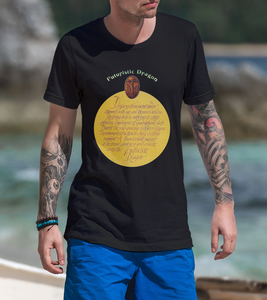 Futuristic Dragon Dwelling In Ancient Shadows With Thunderbolt Mastery T-Shirt