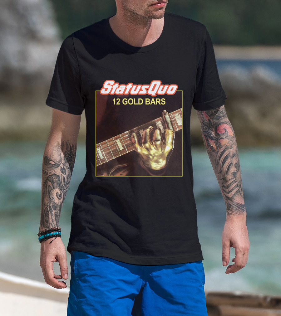 Status Quo 12 Gold Bars Album Cover T-Shirt