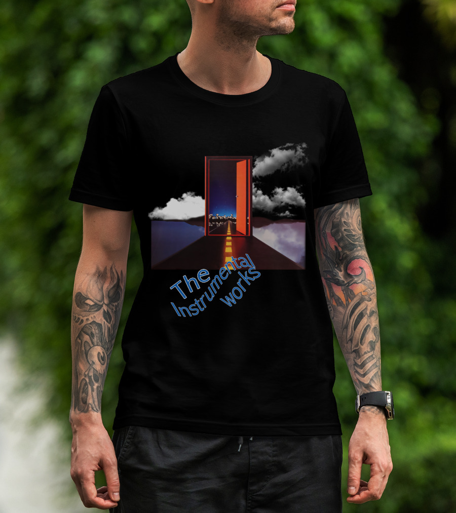 The Instrumental Works Door To Cityscape Under Clouds T-Shirt
