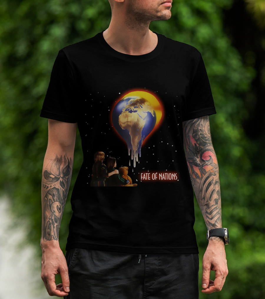 Fate Of Nations Melting Earth With Children And Teddy Bear T-Shirt