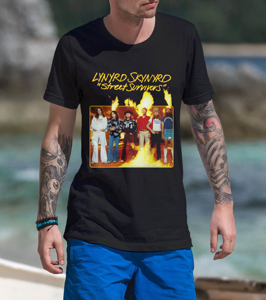 Lynyrd Skynyrd Street Survivors Album Cover Art Fiery T-Shirt