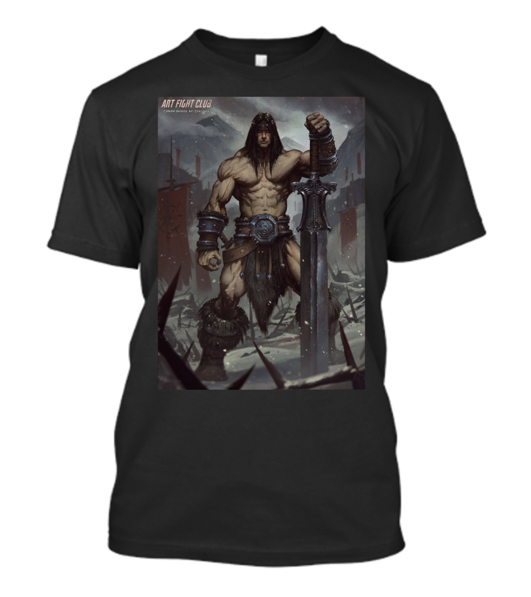 Art Fight Club Conan (27) Chamba Sword Warrior Scene T-Shirt
