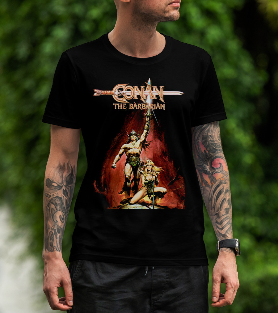 Conan The Barbarian Sword And Warrior Artwork T-Shirt