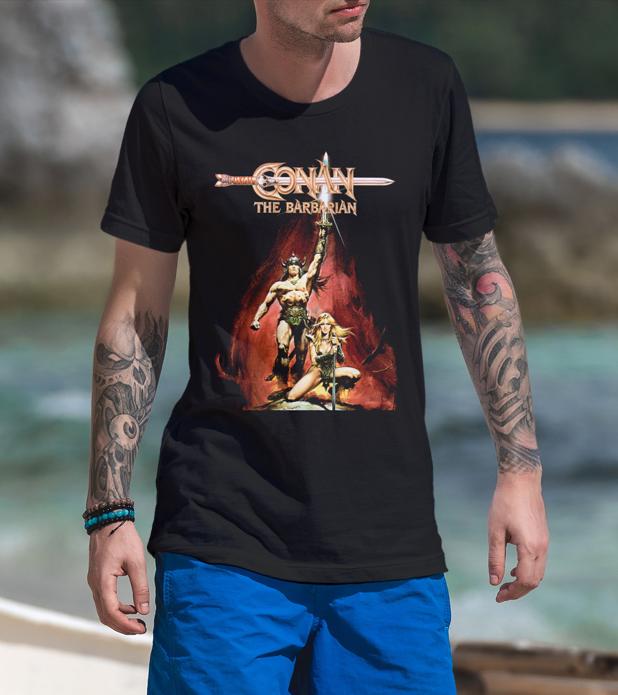 Conan The Barbarian Sword And Warrior Artwork T-Shirt