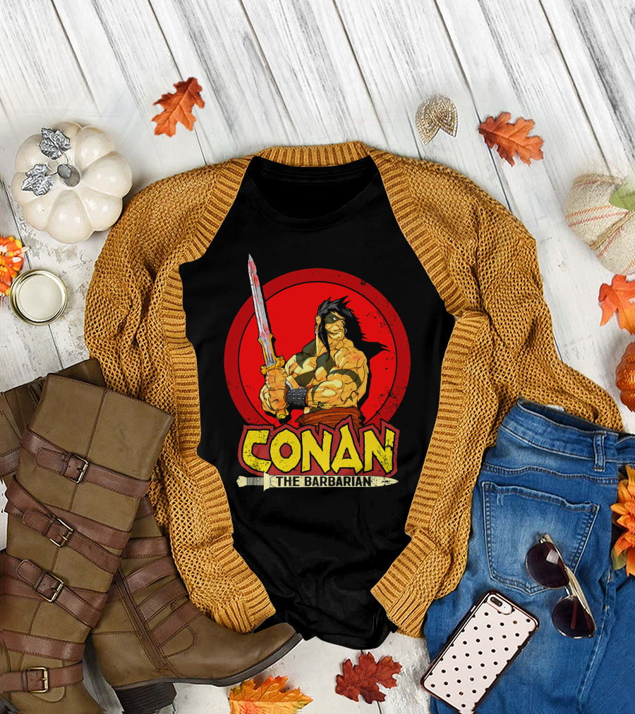 Conan The Barbarian Sword Warrior Red Circle T-Shirt