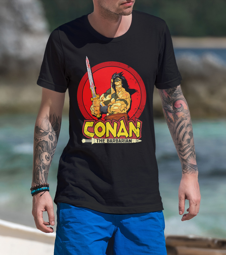 Conan The Barbarian Sword Warrior Red Circle T-Shirt