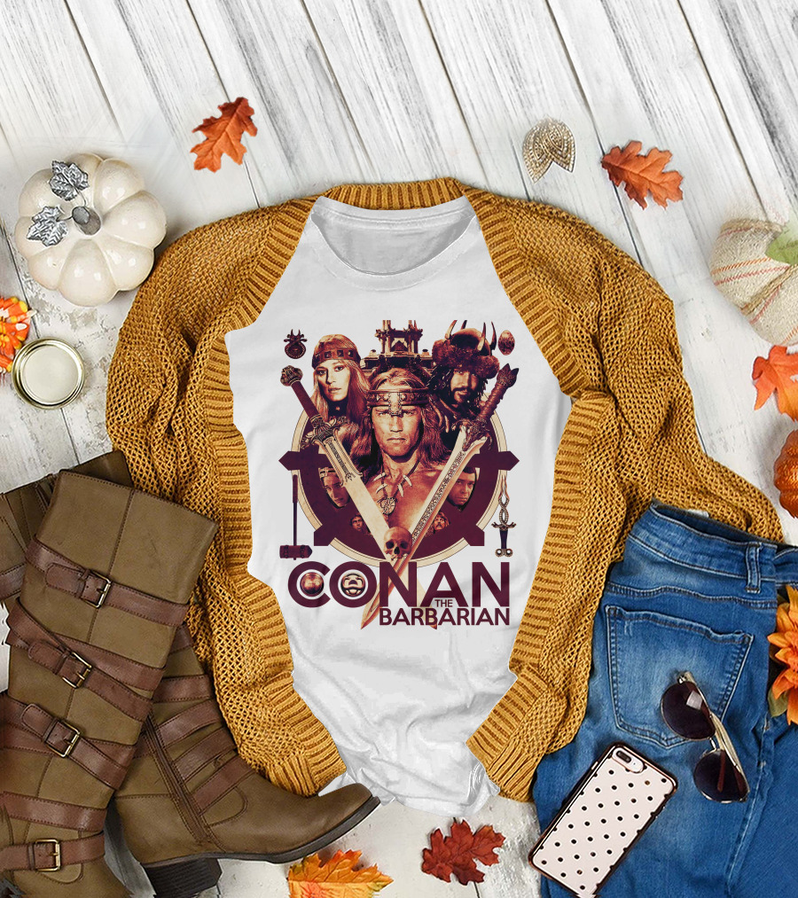 Conan The Barbarian Warrior Circle With Swords And Characters T-Shirt