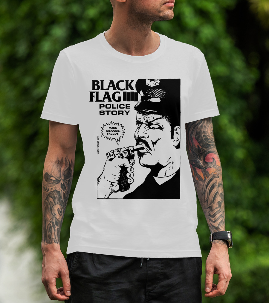 Black Flag Police Story Make Me Come T-Shirt