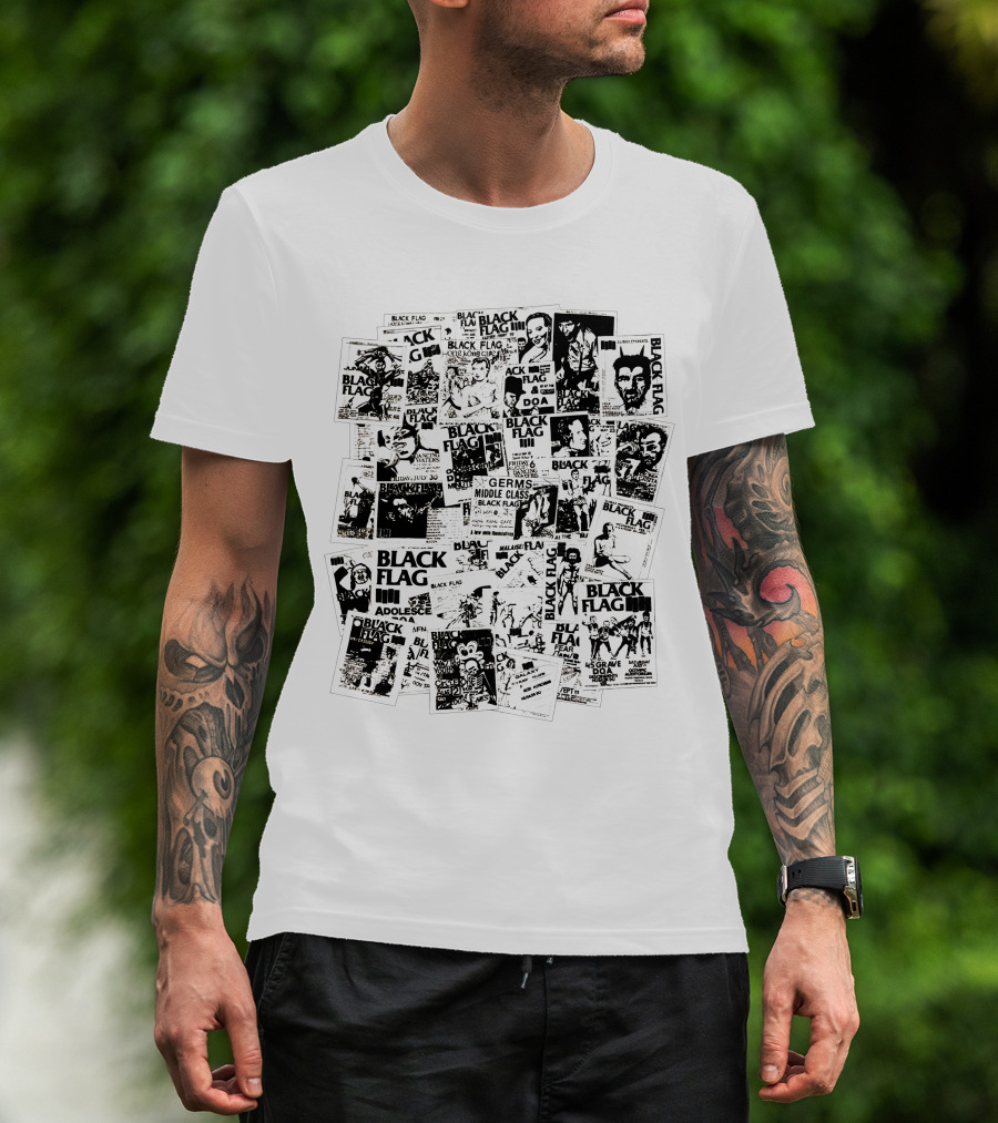 Black Flag Punk Collage With Germs Middle Class Adolescents Doa Battle Of The Bands T-Shirt
