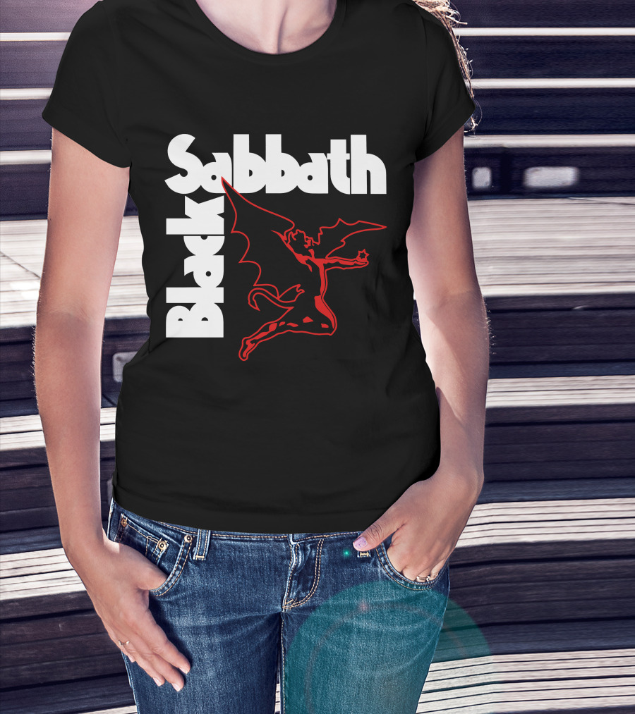 Black Sabbath Logo With Red Winged Figure T-Shirt